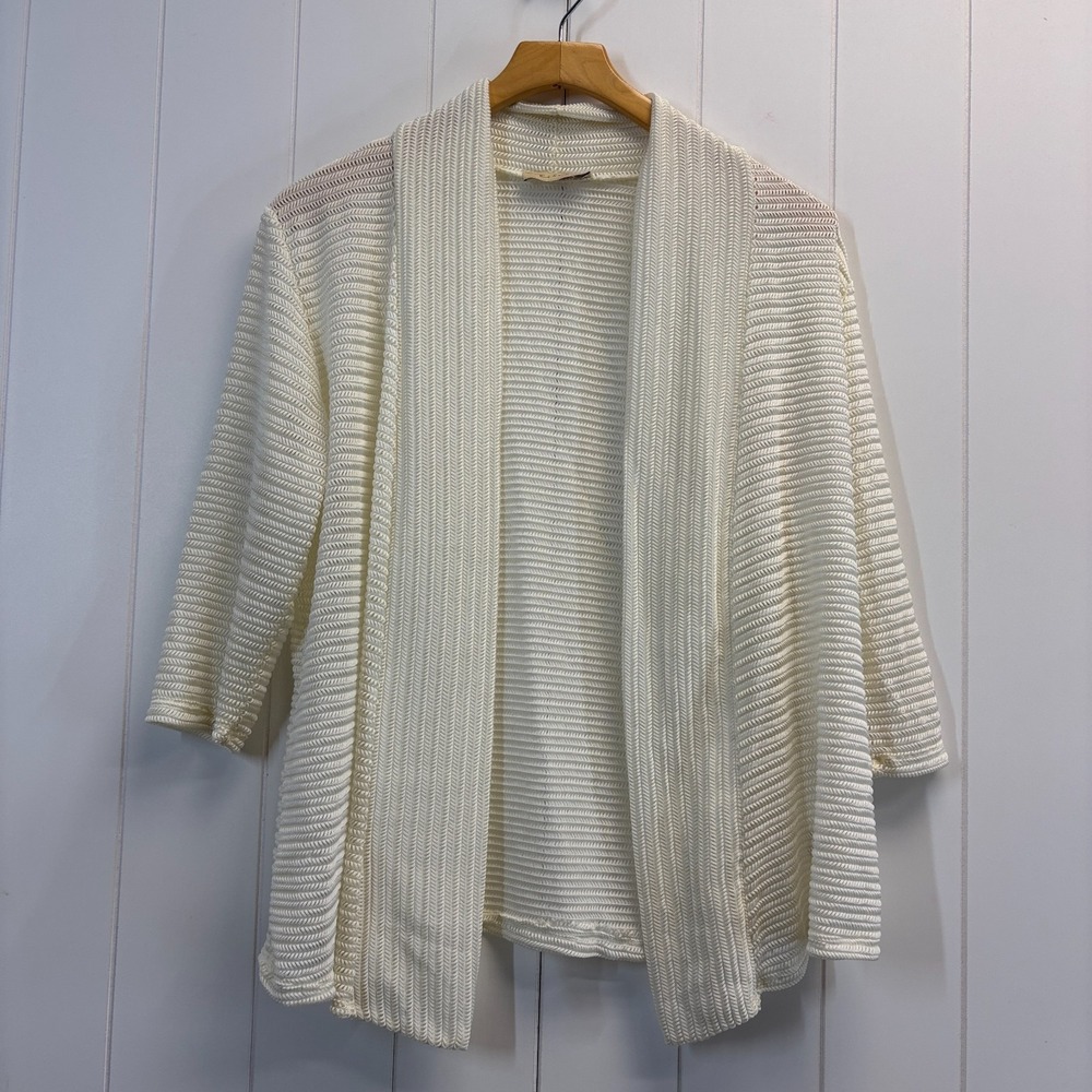 Front of Closet Women Boho Cottage Open Cardigan Size M Ivory Lightweight Soft